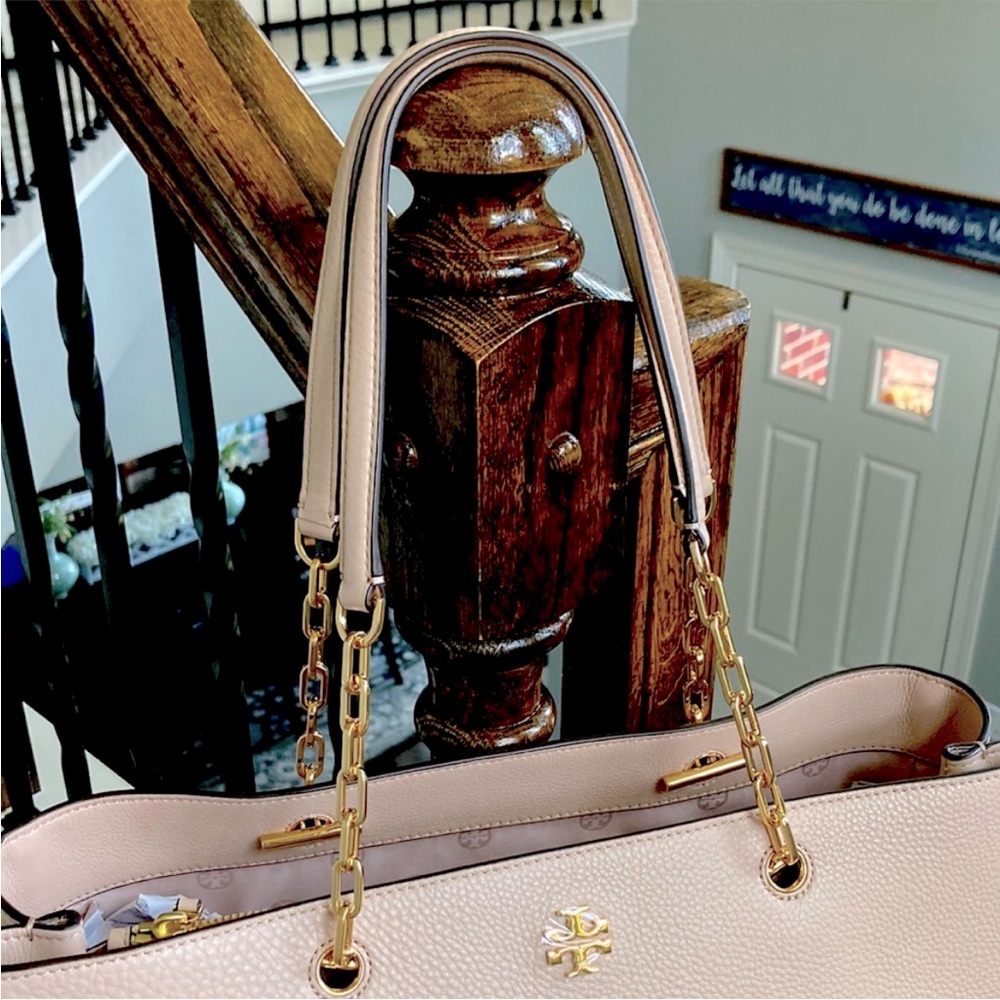 Tory Burch Marsden Pebbled Leather Tote in Light Oak - Picture 3 of 14